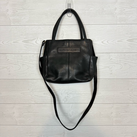 Fossil Handbags - Fossil Vintage Black Pebbled Leather Satchel Crossbody Bag